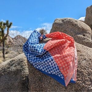 FLASH SALE 22” Handkerbandanas 100% cotton Blue and Red Checkered Scarf